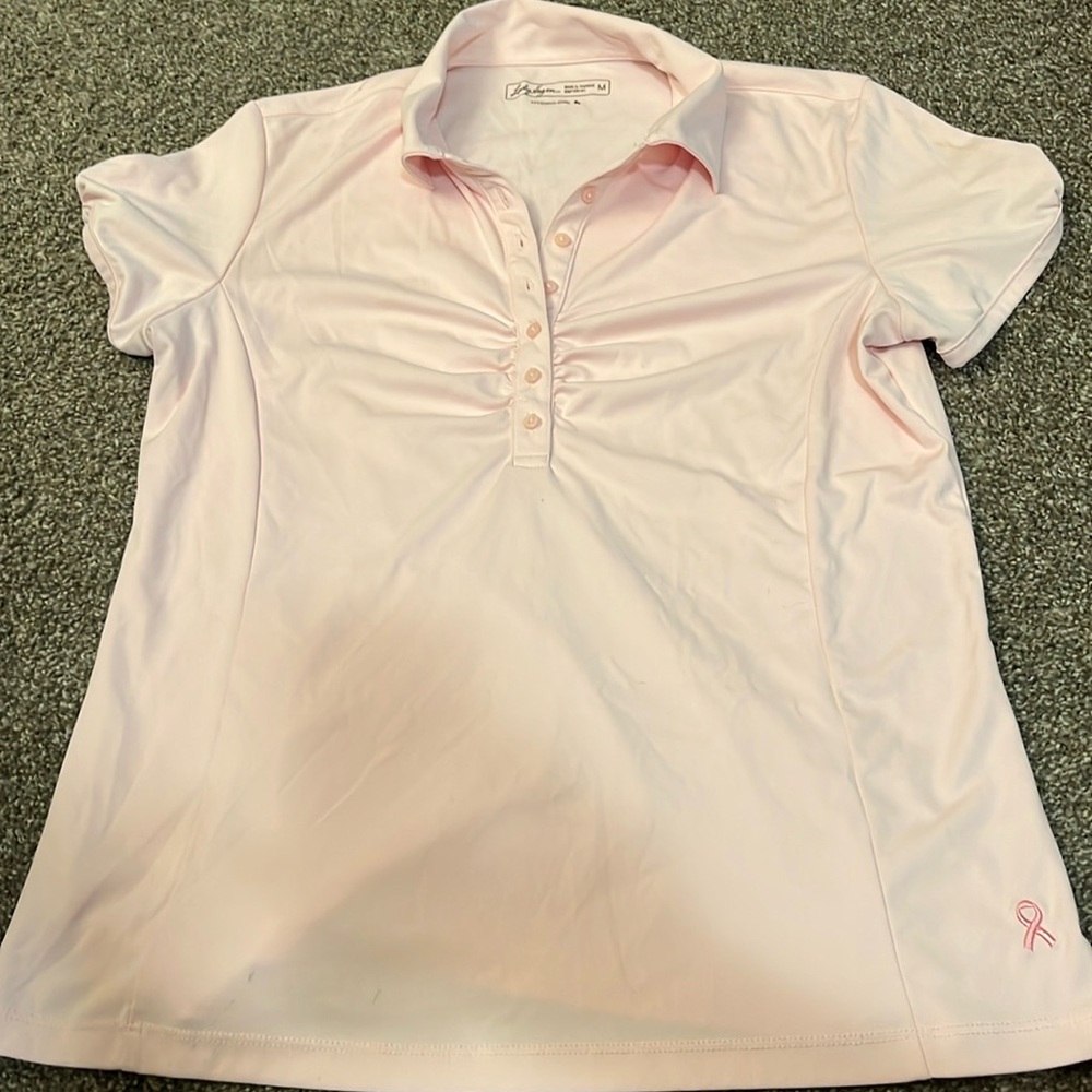 Lady Hagen NWOT pink golf shirt. Breast cancers edition with logo. Hydro dri.